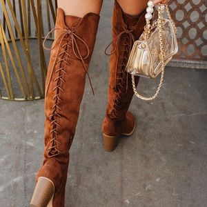 Brown Suede Over the Knee Boots